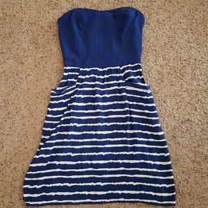 Xhilaration Strapless Jagged Stripe Pocket Dress